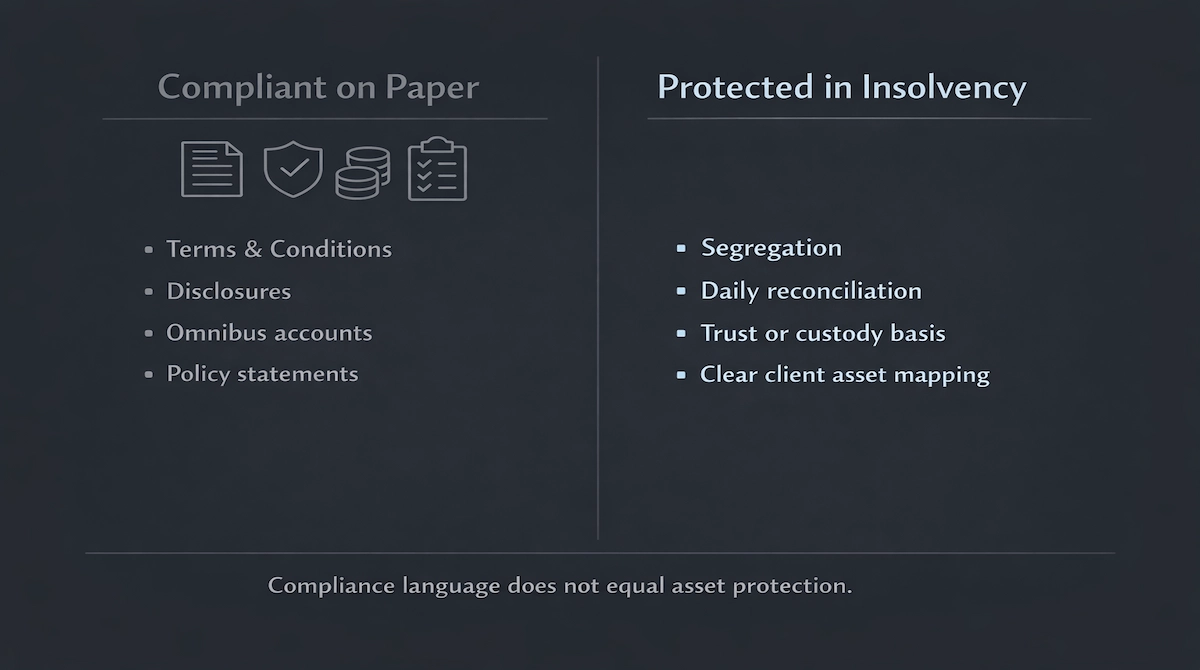 Client asset protection regulatory framework