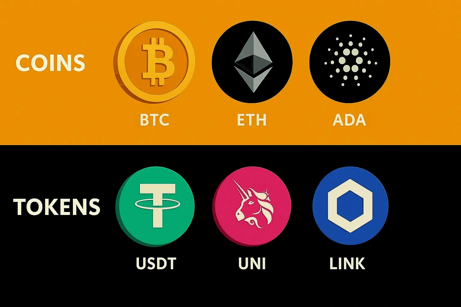 Diagram showing Layer 1 blockchains (coins) versus Layer 2 tokens built on top